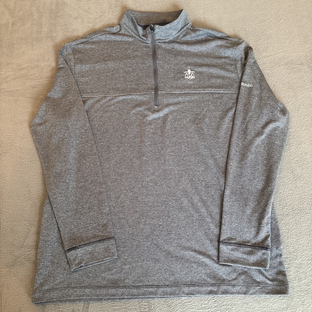 Columbia Golf Quarter Zip Pullover Mens XL Blue FCA Logo Long Sleeve Performance